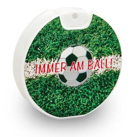 Sprayball in Fussballform mit 8ml Sonnencreme Füllung. Idealer Werbeartikel zur WM oder EM.